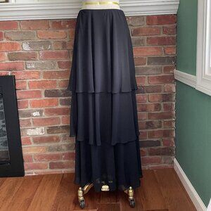 Alex Evenings Black Maxi Skirt Tiered Chiffon Semi-Formal Flowy Size Large